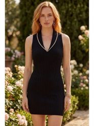 SOULSHAE Sukienka w kolorze czarnym rozmiar: L/XL. Czarne sukienki damskie SOULSHAE, bez wzorów, prążkowane, bez ramiączek. Za 95.95 zł.