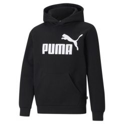 Młodzieżowa bluza z kapturem z dużym logo Essentials PUMA Black. Biała bluzy damskie Puma, m, bez wzorów, z kapturem. W wyprzedaży za 159.75 zł.