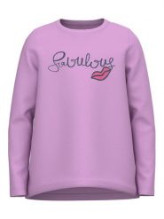 NAME IT Bluzka 13218897 Fioletowy Relaxed Fit. Fioletowe bluzki i koszule dziewczęce Name it, bez wzorów, z bawełny, bez kołnierzyka, bez ramiączek. Za 49.99 zł.