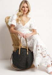 Czarna Okrągła Torebka Typu Shopper z Plecionki z Dodatkowym Paskiem Enirta. Czarne shopper bag Born2be, bez wzorów, bez dodatków. Za 99.99 zł.