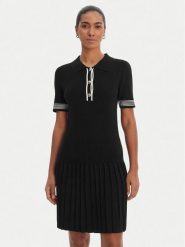 Morgan Sukienka dzianinowa 261-RMCAMI Czarny Slim Fit. Czarne sukienki damskie Morgan, bez wzorów, z dzianiny, bez ramiączek. Za 399.99 zł.