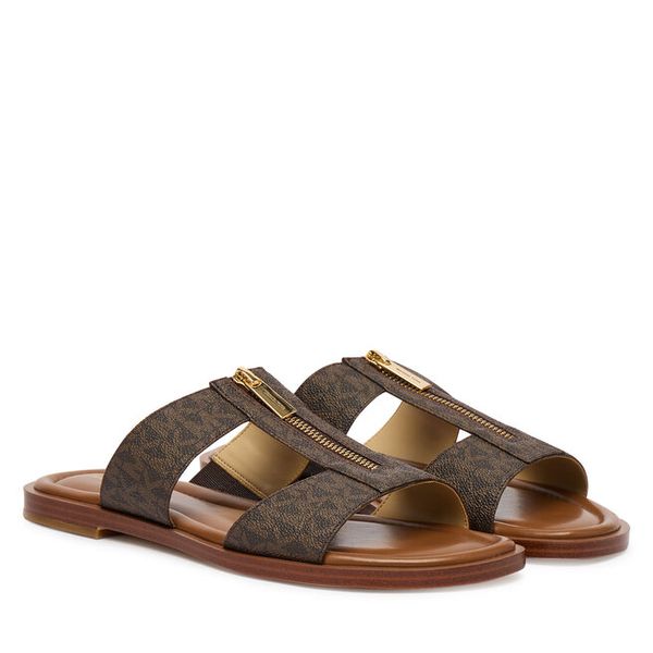 Klapki MICHAEL Michael Kors. Brązowe klapki damskie MICHAEL Michael Kors, bez wzorów, bez obcasa, bez zapięcia. Za 314.99 zł.