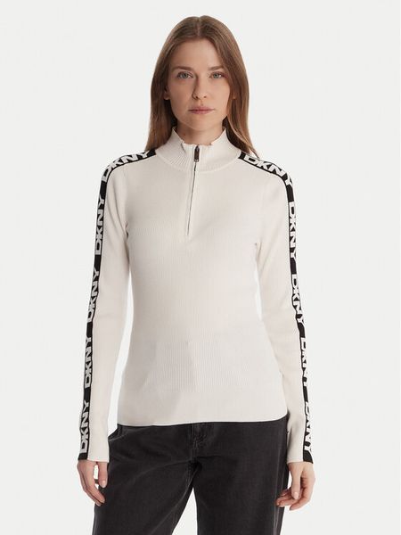 DKNY Sweter P5MSAY01 Écru Slim Fit. Swetry klasyczne damskie DKNY, s, z wiskozy, bez kołnierzyka. Za 229.99 zł.