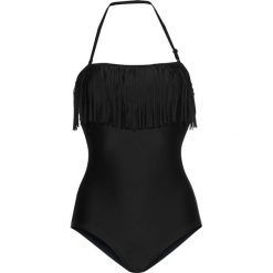 Kostium kąpielowy bandeau z frędzlami bonprix czarny. Czarne stroje jednoczęściowe bonprix. Za 89.99 zł.