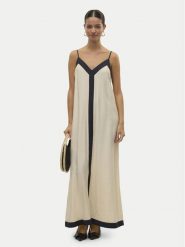 Vero Moda Sukienka letnia Denise 10329793 Beżowy Regular Fit. Brązowe sukienki damskie Vero Moda, bez wzorów, z wiskozy, bez ramiączek. Za 229.99 zł.