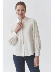 TATUUM Bluzka "Clementine" w kolorze kremowym rozmiar: 42. Brązowe bluzki damskie TATUUM, bez wzorów, z bawełny, bez kołnierzyka, bez ramiączek. Za 160.96 zł.