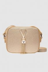 VALENTINO Złota torebka Divina Camera Bag. Żółte torebki wieczorowe damskie Valentino by Mario Valentino, bez wzorów, małe, bez dodatków. W wyprzedaży za 199.99 zł.