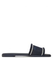 Tommy Hilfiger Klapki Fringe Canvas Flat Sandal FW0FW08908 Granatowy. Niebieskie klapki damskie Tommy Hilfiger, bez wzorów, z materiału, bez obcasa, bez zapięcia. Za 249.99 zł.