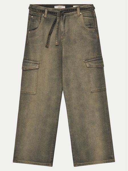 Guess Jeansy J5RA13 D5J40 Złoty Relaxed Fit. Żółte jeansy dziewczęce Guess, z aplikacjami, z bawełny. Za 139.99 zł.