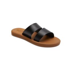 Sandały dla Kobiety COASTAL COOL Czarny. Brązowe sandały damskie Roxy, bez wzorów, ze skóry ekologicznej, bez obcasa, bez zapięcia. Za 159.99 zł.