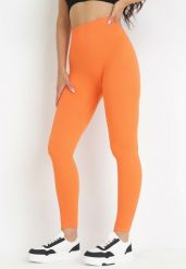 Pomarańczowe Prążkowane Legginsy Saleen. Brązowe legginsy damskie Born2be, s, bez wzorów, z jeansu. Za 34.99 zł.