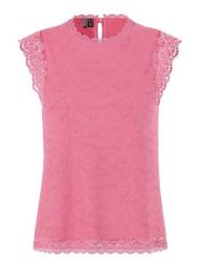 Pieces Bluzka "Olline" w kolorze różowym rozmiar: L. Różowe bluzki damskie Pieces, l, bez wzorów, z koronki, bez kołnierzyka, bez ramiączek. Za 60.88 zł.