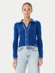 Guess Jeans Kardigan W5YR32 Z3HO2 Niebieski Regular Fit. Niebieskie kardigany damskie Guess Jeans, m, z aplikacjami, z jeansu. Za 289.99 zł.