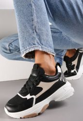 Czarne Sneakersy na Grubej Podeszwie z Cholewką przed Kostkę i Perforacją Obethy. Czarne obuwie sportowe damskie Renee, przed kostkę, bez zapięcia. Za 109.99 zł.