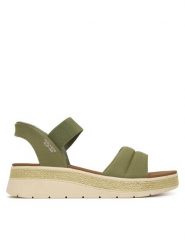 Skechers Sandały BOBS Sun Ray 114413/OLV Zielony. Zielone sandały damskie Skechers, bez wzorów, z materiału, bez obcasa, na płaskiej podeszwie, bez zapięcia. Za 289.99 zł.