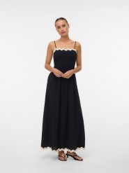 Vero Moda Sukienka w kolorze czarnym rozmiar: XS. Czarne sukienki damskie Vero Moda, bez wzorów, z bawełny, bez ramiączek. Za 100.52 zł.