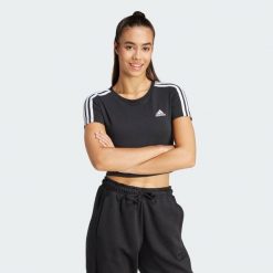 Koszulka Essentials 3-Stripes. Białe koszulki damskie Adidas, l, bez wzorów, bez kołnierzyka, bez ramiączek. Za 89.99 zł.