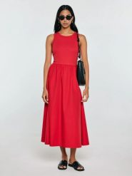 Sukienka damska midi bawełniana czerwona Kamasi 603. Czerwone sukienki damskie Big Star, bez wzorów, z bawełny, bez ramiączek. Za 229.99 zł.