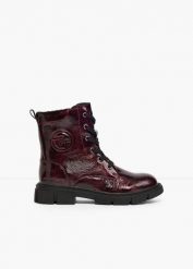Kozaki sznurowane Tom Tailor w optyce lakierków. Czerwone kozaki damskie bonprix, bez obcasa, bez zapięcia. Za 249.99 zł.