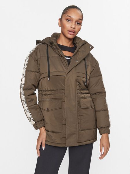 Guess Kurtka przejściowa V2BL09 WF330 Brązowy Regular Fit. Brązowe kurtki damskie Guess, xl, z aplikacjami, z syntetyku, bez kaptura. Za 849.99 zł.