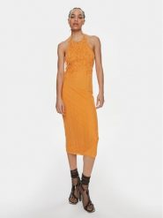 Patrizia Pepe Sukienka koktajlowa 2A2735/K186-R824 Pomarańczowy Slim Fit. Brązowe sukienki damskie Patrizia Pepe, bez wzorów, z wiskozy, wizytowe, bez ramiączek. Za 1,499.00 zł.