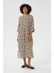 Kaffe Lniana sukienka w kolorze beżowym rozmiar: S/M. Brązowe sukienki damskie Kaffe, bez wzorów, ze lnu, bez ramiączek. Za 157.73 zł.