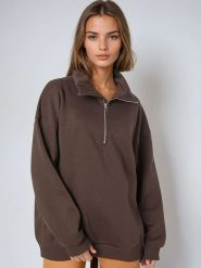 Weekday Bluza w kolorze ciemnobrązowym rozmiar: S. Brązowe bluzy damskie Weekday, s, bez wzorów, bez kaptura. Za 96.83 zł.