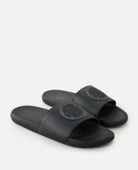 Klapki damskie Rip Curl Icons Bloom. Czarne klapki damskie Rip Curl, bez wzorów, z materiału, bez obcasa, bez zapięcia. Za 149.99 zł.