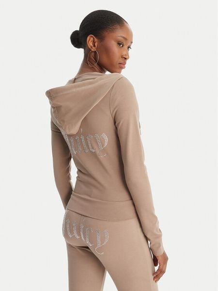 Juicy Couture Bluza Oola JCWAS126306 Beżowy Slim Fit. Brązowe bluzy damskie Juicy Couture, m, bez wzorów, bez kaptura. Za 419.99 zł.