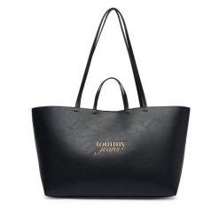 Torebka Tommy Jeans. Czarne shopper bag Tommy Jeans, bez wzorów, z jeansu, bez dodatków. Za 449.99 zł.