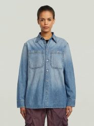 G-Star Koszula dżinsowa - Regular fit - w kolorze niebieskim rozmiar: XL. Niebieskie koszule damskie G-Star, xl, bez wzorów, z bawełny, retro, bez kołnierzyka, bez ramiączek. Za 179.64 zł.