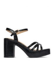 DeeZee Sandały CEO-LCCC1511-1 Czarny. Czarne sandały damskie DeeZee, bez wzorów, z materiału, bez obcasa, na słupku, bez zapięcia. Za 139.99 zł.