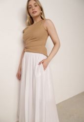 Biała Spódnica Bawełniana o Rozkloszowanym Kroju z Kieszeniami Nephise. Białe spódnice damskie Born2be, do pracy, uniwersalny, bez wzorów, z bawełny, biznesowe, maxi. Za 149.99 zł.