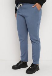 Niebieskie Dresowe Spodnie Joggery z Wysokim Stanem i Napisami Lerithelle. Niebieskie spodnie dresowe damskie Born2be, l, bez wzorów, z dresówki. Za 44.99 zł.