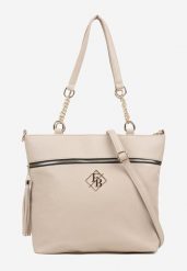 Ciemnobeżowa Torebka Shopperka z Ozdobnymi Rączkami Aplikacją i Dodatkowym Paskiem Idariona. Brązowe shopper bag Born2be, z aplikacjami, z jeansu, na ramię, bez dodatków. Za 99.99 zł.