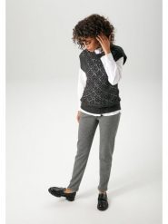 Aniston Bezrękawnik w kolorze czarnym rozmiar: 38. Czarne swetry klasyczne damskie Aniston, ze splotem, bez kołnierzyka. Za 52.05 zł.