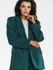 Żakiet Model A676 Bottle Green - awama. Zielone marynarki i żakiety damskie Awama, l, bez wzorów, z elastanu, eleganckie. Za 481.46 zł.
