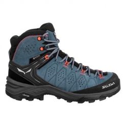 Buty trekkingowe damskie Salewa Ws Alp Trainer 2 Mid Gtx. Niebieskie obuwie trekkingowe damskie Salewa, z materiału, za kostkę, bez zapięcia. Za 837.50 zł.