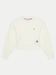 Tommy Hilfiger Sweter KG0KG08078 Écru Regular Fit. Swetry dziewczęce Tommy Hilfiger, bez wzorów, z bawełny, bez kołnierzyka, bez ramiączek. Za 299.99 zł.