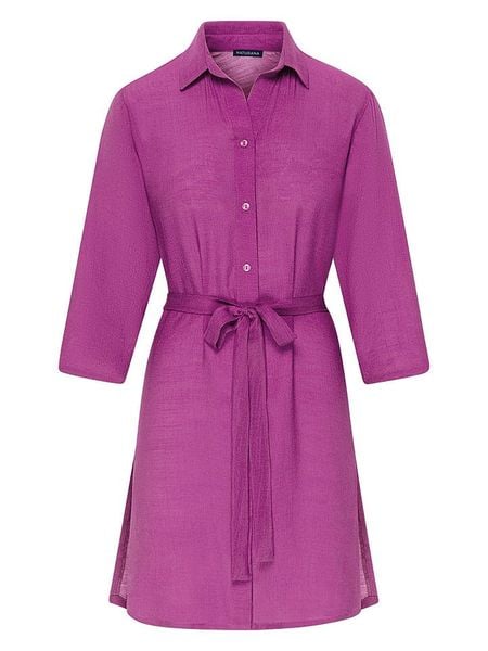 Naturana Sukienka koszulowa w kolorze fioletowym rozmiar: S. Różowe sukienki damskie Naturana, bez wzorów, z tkaniny, bez ramiączek. Za 96.83 zł.