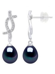 Pearline Srebrne kolczyki-wkrętki z perłami i cyrkoniami rozmiar: onesize. Niebieskie kolczyki damskie Pearline, z cyrkonią, srebrne. Za 252.99 zł.