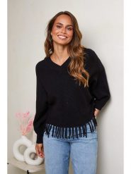 Soft Cashmere Sweter w kolorze czarnym rozmiar: 38/40. Czarne swetry klasyczne damskie Soft Cashmere, ze splotem, bez kołnierzyka. Za 109.78 zł.