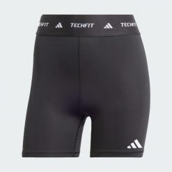 Krótkie legginsy TECHFIT. Czarne legginsy damskie Adidas, l, bez wzorów, z elastanu. Za 119.00 zł.