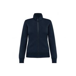 Damska kurtka ze szczotkowanego polaru Kariban. Niebieskie kurtki damskie KARIBAN, bez wzorów, z polaru, bez kaptura. Za 218.00 zł.