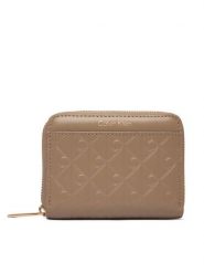 Calvin Klein Portfel Emblem Aop Embossed Zip Around LV04F1081G Beżowy. Brązowe portfele damskie Calvin Klein, bez wzorów, ze skóry. Za 289.99 zł.