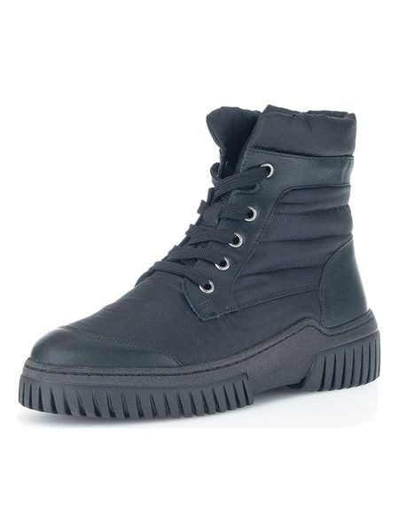 Gabor Skórzane botki w kolorze czarnym rozmiar: 37. Czarne botki damskie Gabor, z materiału, bez obcasa, bez zapięcia. Za 331.95 zł.