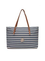 Beverly Hills Polo Club Torebka BHPC-C-014-07 Granatowy. Niebieskie shopper bag Beverly Hills Polo Club, bez wzorów, z materiału, bez dodatków. Za 159.99 zł.