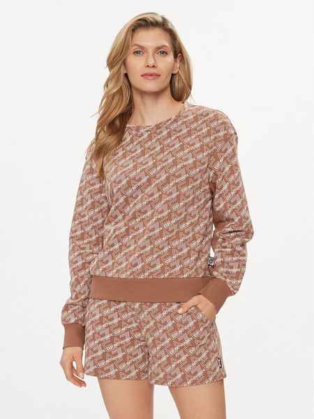 EA7 Emporio Armani Bluza 3DTM06 TJUAZ 1731 Brązowy Regular Fit. Brązowe bluzy damskie EA7 Emporio Armani, xxl, bez wzorów, z bawełny, bez kaptura. Za 269.99 zł.