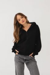 BLUZA VIVIEN CZARNA M - Flawless. Czarne bluzy damskie Flawless, na zimę, m, bez wzorów, z bawełny, bez kaptura. Za 330.00 zł.