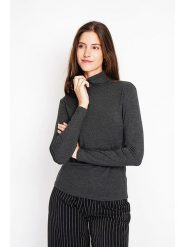 ASSUILI Koszulka w kolorze antracytowym rozmiar: 42. Czarne koszulki damskie Assuili, bez wzorów, z bawełny, bez kołnierzyka, bez ramiączek. Za 78.99 zł.